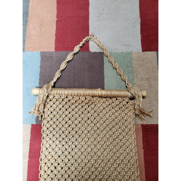 Vintage 1970s Wall Art‎ Decor Macrame Handcrafted Weaved Hemp Jute Large Boho - Picture 9 of 12